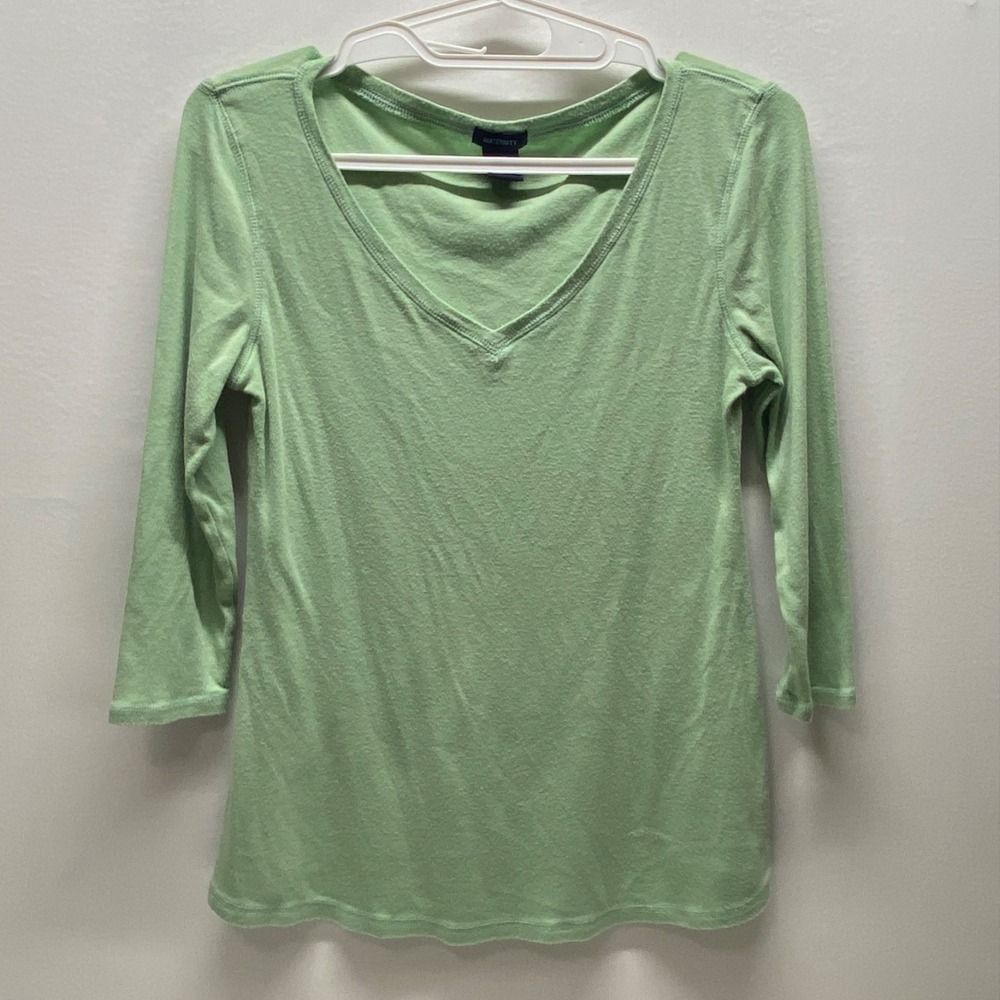 Gap Maternity Top Women's Medium Sage Green 3/4 Sleeve V-Neck Casual Stretch GUC